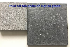 Phun cát tạo nhám trên bề mặt đá granite